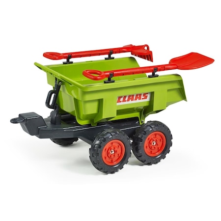 Falk Claas Twin Axles Maxi Dumper Trailer with Shovel & Rake, Green FA940CH